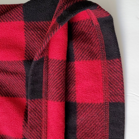 Buffalo Plaid Fleece Boys Size 10 12 Lands End Red Black Fleece Plaid Pullover - Picture 12 of 12